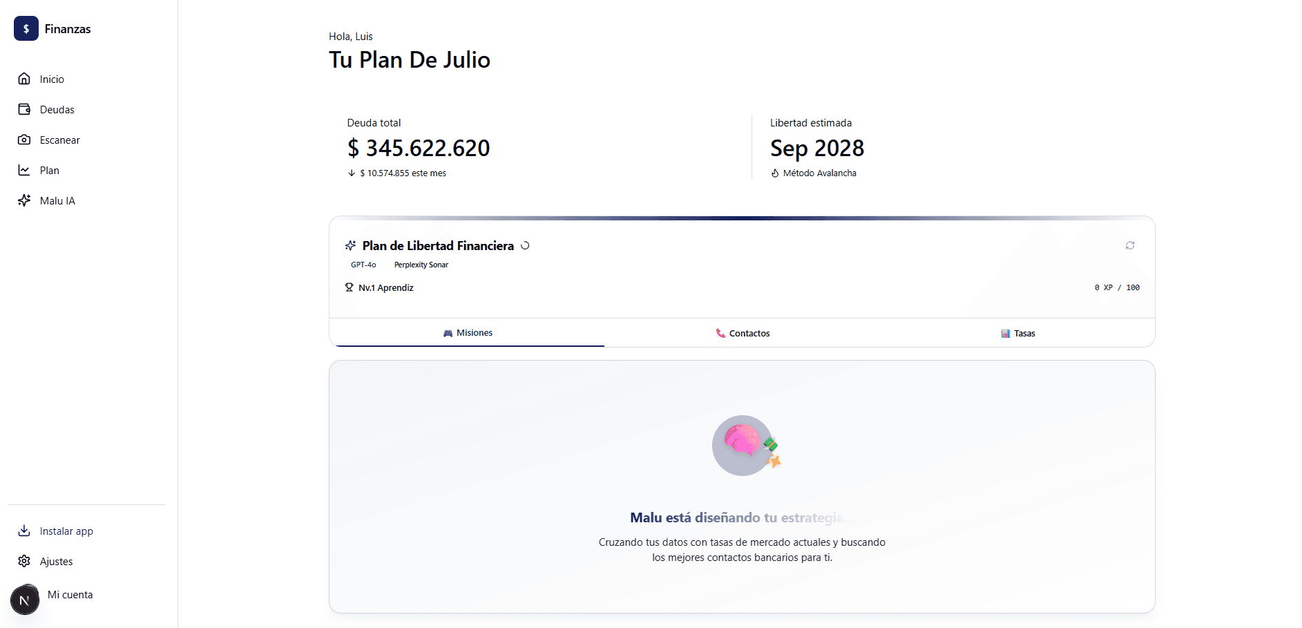 Finanzas IA dashboard